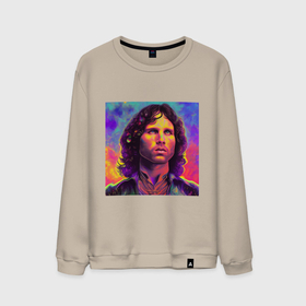 Мужской свитшот хлопок с принтом Jim Morrison Strange colors Art , 100% хлопок |  | Тематика изображения на принте: 