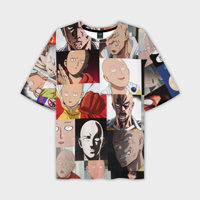 Мужская футболка oversize 3D с принтом Saitama   many faces ,  |  | Тематика изображения на принте: 