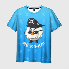 Мужская футболка 3D с принтом Chicken Gun: веселый цыпленок пират в Санкт-Петербурге, 100% полиэфир | прямой крой, круглый вырез горловины, длина до линии бедер | 