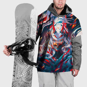 Накидка на куртку 3D с принтом Девушка киберсамурай  и дракон от нейросети в Санкт-Петербурге, 100% полиэстер |  | Тематика изображения на принте: 