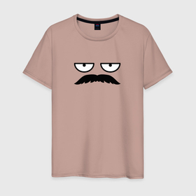 Мужская футболка хлопок с принтом усы Рон Свонсон в Санкт-Петербурге, 100% хлопок | прямой крой, круглый вырез горловины, длина до линии бедер, слегка спущенное плечо. | 