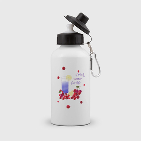 Бутылка спортивная с принтом Вода с лимоном в Белгороде, металл | емкость — 500 мл, в комплекте две пластиковые крышки и карабин для крепления | Тематика изображения на принте: 