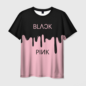 Мужская футболка 3D с принтом Blackpink   краски в Курске, 100% полиэфир | прямой крой, круглый вырез горловины, длина до линии бедер | Тематика изображения на принте: 