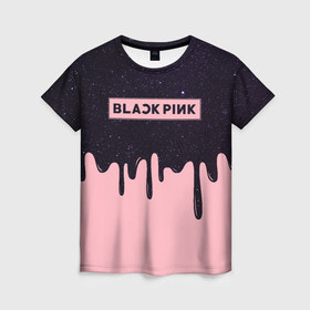 Женская футболка 3D с принтом Blackpink   oil space в Тюмени, 100% полиэфир ( синтетическое хлопкоподобное полотно) | прямой крой, круглый вырез горловины, длина до линии бедер | 