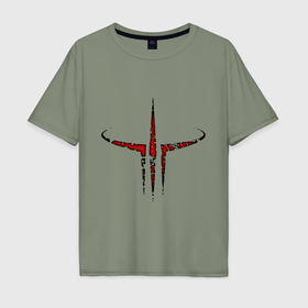 Мужская футболка хлопок Oversize с принтом Quake III logo , 100% хлопок | свободный крой, круглый ворот, “спинка” длиннее передней части | 