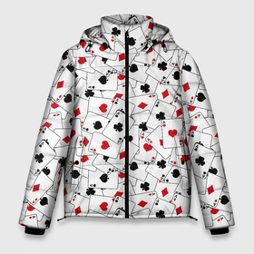 Мужская зимняя куртка 3D с принтом Карточные тузы в Белгороде, верх — 100% полиэстер; подкладка — 100% полиэстер; утеплитель — 100% полиэстер | длина ниже бедра, свободный силуэт Оверсайз. Есть воротник-стойка, отстегивающийся капюшон и ветрозащитная планка. 

Боковые карманы с листочкой на кнопках и внутренний карман на молнии. | Тематика изображения на принте: 