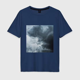 Мужская футболка хлопок Oversize с принтом rainy clouds в Тюмени, 100% хлопок | свободный крой, круглый ворот, “спинка” длиннее передней части | Тематика изображения на принте: 