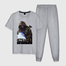 Мужская пижама хлопок с принтом Stalker   Меченный в Тюмени, 100% хлопок | брюки и футболка прямого кроя, без карманов, на брюках мягкая резинка на поясе и по низу штанин
 | 