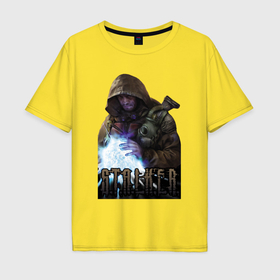 Мужская футболка хлопок Oversize с принтом Stalker   Меченный в Екатеринбурге, 100% хлопок | свободный крой, круглый ворот, “спинка” длиннее передней части | 