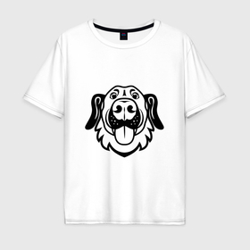 Мужская футболка хлопок Oversize с принтом Веселая собака в Тюмени, 100% хлопок | свободный крой, круглый ворот, “спинка” длиннее передней части | Тематика изображения на принте: 