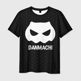 Мужская футболка 3D с принтом DanMachi glitch на темном фоне в Рязани, 100% полиэфир | прямой крой, круглый вырез горловины, длина до линии бедер | 