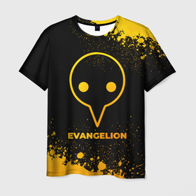 Мужская футболка 3D с принтом Evangelion   gold gradient , 100% полиэфир | прямой крой, круглый вырез горловины, длина до линии бедер | 