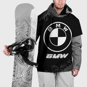Накидка на куртку 3D с принтом BMW speed на темном фоне со следами шин в Тюмени, 100% полиэстер |  | 