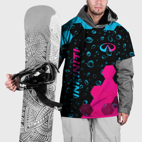 Накидка на куртку 3D с принтом Infiniti   neon gradient: надпись, символ в Санкт-Петербурге, 100% полиэстер |  | Тематика изображения на принте: 