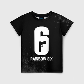 Детская футболка 3D с принтом Rainbow Six glitch на темном фоне в Тюмени, 100% гипоаллергенный полиэфир | прямой крой, круглый вырез горловины, длина до линии бедер, чуть спущенное плечо, ткань немного тянется | Тематика изображения на принте: 