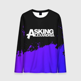 Мужской лонгслив 3D с принтом Asking Alexandria purple grunge , 100% полиэстер | длинные рукава, круглый вырез горловины, полуприлегающий силуэт | Тематика изображения на принте: 