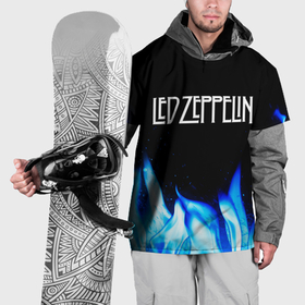 Накидка на куртку 3D с принтом Led Zeppelin blue fire в Петрозаводске, 100% полиэстер |  | Тематика изображения на принте: 