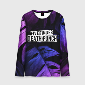 Мужской лонгслив 3D с принтом Five Finger Death Punch neon monstera в Курске, 100% полиэстер | длинные рукава, круглый вырез горловины, полуприлегающий силуэт | 