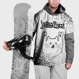 Накидка на куртку 3D с принтом Judas Priest рок кот на светлом фоне в Кировске, 100% полиэстер |  | Тематика изображения на принте: 