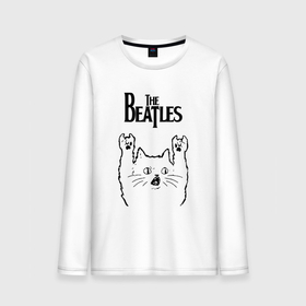 Мужской лонгслив хлопок с принтом The Beatles   rock cat , 100% хлопок |  | 