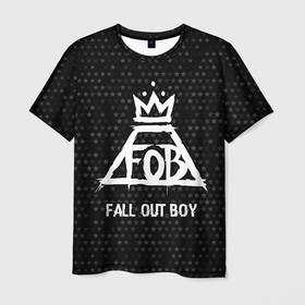 Мужская футболка 3D с принтом Fall Out Boy glitch на темном фоне в Курске, 100% полиэфир | прямой крой, круглый вырез горловины, длина до линии бедер | 