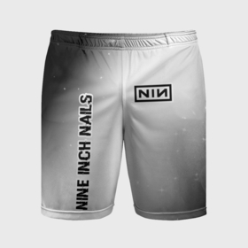 Мужские шорты спортивные с принтом Nine Inch Nails glitch на светлом фоне: надпись, символ в Курске,  |  | Тематика изображения на принте: 
