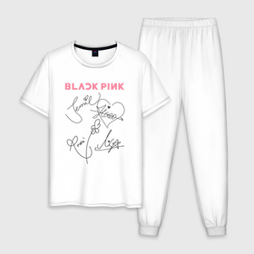 Мужская пижама хлопок с принтом Blackpink автограф в Курске, 100% хлопок | брюки и футболка прямого кроя, без карманов, на брюках мягкая резинка на поясе и по низу штанин
 | 
