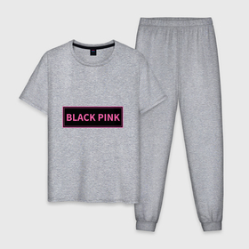Мужская пижама хлопок с принтом Логотип Блек Пинк в Санкт-Петербурге, 100% хлопок | брюки и футболка прямого кроя, без карманов, на брюках мягкая резинка на поясе и по низу штанин
 | 