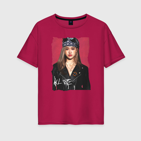 Женская футболка хлопок Oversize с принтом Розэ Blackpink в Тюмени, 100% хлопок | свободный крой, круглый ворот, спущенный рукав, длина до линии бедер
 | 