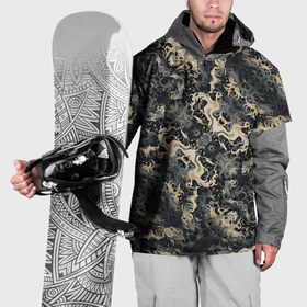 Накидка на куртку 3D с принтом Японские волны в темных тонах в Новосибирске, 100% полиэстер |  | 