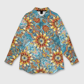Мужская рубашка oversize 3D с принтом Витражная мозаика в стиле Арт Деко в Курске,  |  | 