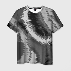 Мужская футболка 3D с принтом Абстрактный узор в серых тонах в Тюмени, 100% полиэфир | прямой крой, круглый вырез горловины, длина до линии бедер | 