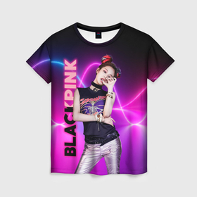 Женская футболка 3D с принтом Blackpink   Jennie в Тюмени, 100% полиэфир ( синтетическое хлопкоподобное полотно) | прямой крой, круглый вырез горловины, длина до линии бедер | 