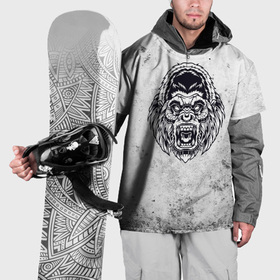 Накидка на куртку 3D с принтом Черно белая злая горилла , 100% полиэстер |  | Тематика изображения на принте: 