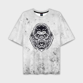 Мужская футболка oversize 3D с принтом Черно белая злая горилла ,  |  | Тематика изображения на принте: 