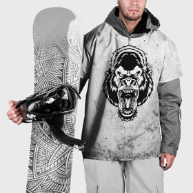 Накидка на куртку 3D с принтом Черно белая разозленная горилла в Рязани, 100% полиэстер |  | 