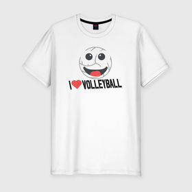 Мужская футболка хлопок Slim с принтом Волейбольный смайл в Белгороде, 92% хлопок, 8% лайкра | приталенный силуэт, круглый вырез ворота, длина до линии бедра, короткий рукав | 