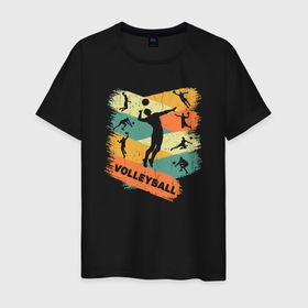 Мужская футболка хлопок с принтом Яркий волейбол в Белгороде, 100% хлопок | прямой крой, круглый вырез горловины, длина до линии бедер, слегка спущенное плечо. | Тематика изображения на принте: 