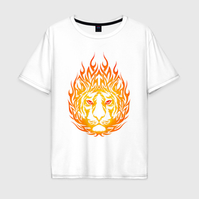 Мужская футболка хлопок Oversize с принтом Tribal Tiger в Санкт-Петербурге, 100% хлопок | свободный крой, круглый ворот, “спинка” длиннее передней части | 