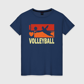 Женская футболка хлопок с принтом Я люблю волейбол в Курске, 100% хлопок | прямой крой, круглый вырез горловины, длина до линии бедер, слегка спущенное плечо | 