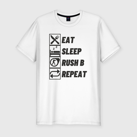 Мужская футболка хлопок Slim с принтом Eat sleep rush b в Новосибирске, 92% хлопок, 8% лайкра | приталенный силуэт, круглый вырез ворота, длина до линии бедра, короткий рукав | 