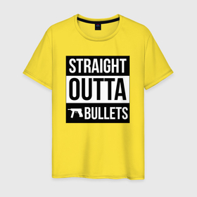 Мужская футболка хлопок с принтом Straight outta bullets в Белгороде, 100% хлопок | прямой крой, круглый вырез горловины, длина до линии бедер, слегка спущенное плечо. | 