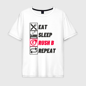 Мужская футболка хлопок Oversize с принтом Eat sleep rush b repeat , 100% хлопок | свободный крой, круглый ворот, “спинка” длиннее передней части | Тематика изображения на принте: 