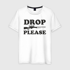 Мужская футболка хлопок с принтом Please drop в Петрозаводске, 100% хлопок | прямой крой, круглый вырез горловины, длина до линии бедер, слегка спущенное плечо. | Тематика изображения на принте: 