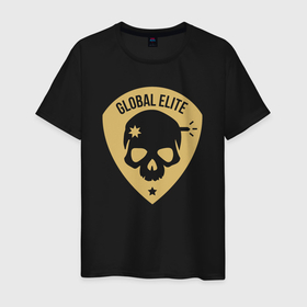 Мужская футболка хлопок с принтом Global elite в Курске, 100% хлопок | прямой крой, круглый вырез горловины, длина до линии бедер, слегка спущенное плечо. | 