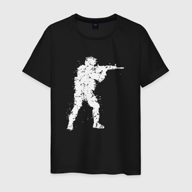 Мужская футболка хлопок с принтом Soldier counter strike в Санкт-Петербурге, 100% хлопок | прямой крой, круглый вырез горловины, длина до линии бедер, слегка спущенное плечо. | 