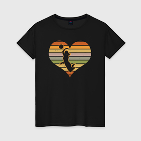 Женская футболка хлопок с принтом Love girl volleyball в Тюмени, 100% хлопок | прямой крой, круглый вырез горловины, длина до линии бедер, слегка спущенное плечо | 