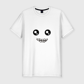 Мужская футболка хлопок Slim с принтом Криповый милый смайл с улыбкой в Тюмени, 92% хлопок, 8% лайкра | приталенный силуэт, круглый вырез ворота, длина до линии бедра, короткий рукав | 