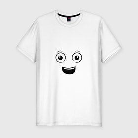 Мужская футболка хлопок Slim с принтом Самый позитивный смайл экстраверт в Петрозаводске, 92% хлопок, 8% лайкра | приталенный силуэт, круглый вырез ворота, длина до линии бедра, короткий рукав | 