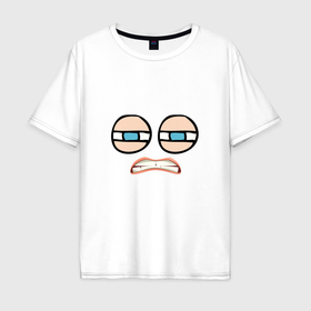 Мужская футболка хлопок Oversize с принтом Недовольный злой смайл мизантроп в Новосибирске, 100% хлопок | свободный крой, круглый ворот, “спинка” длиннее передней части | 